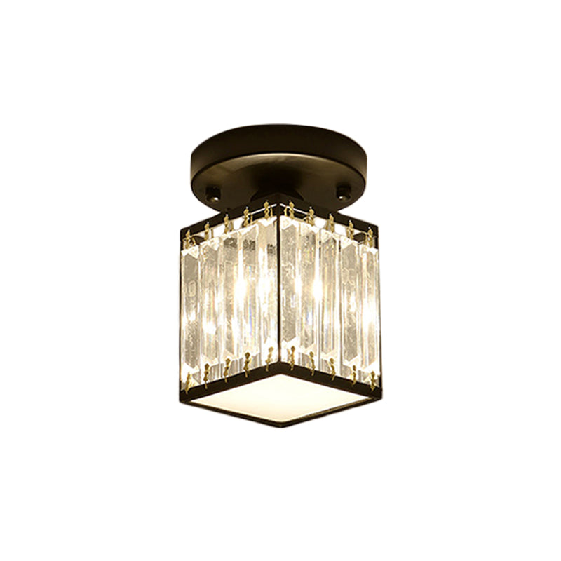 Modern Semi-Flush Ceiling Light with Crystal Accent for Foyer