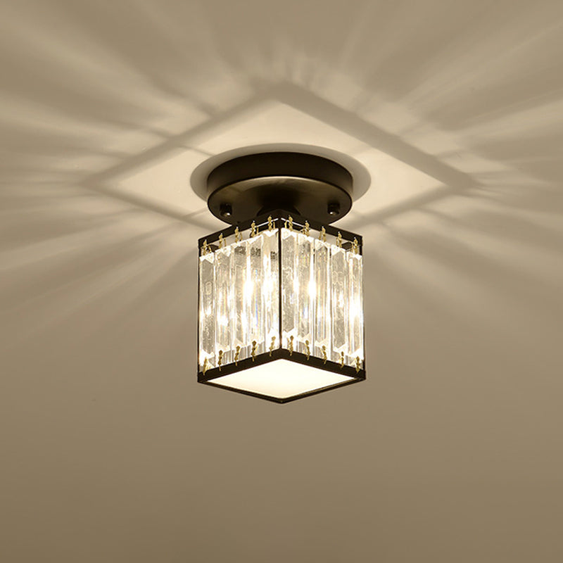 Modern Semi-Flush Ceiling Light with Crystal Accent for Foyer