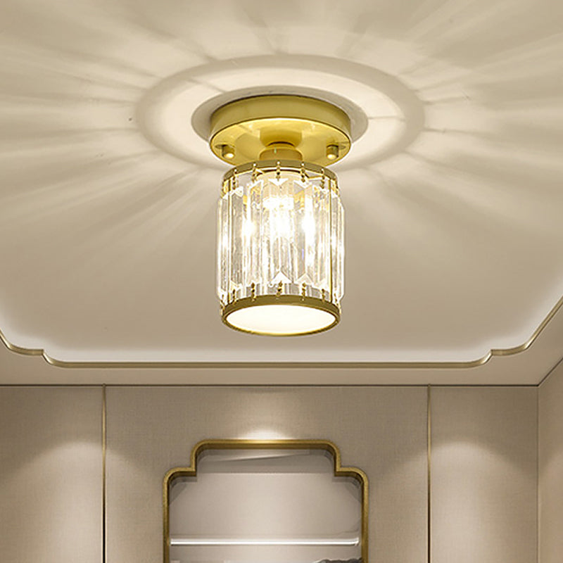 Modern Semi-Flush Ceiling Light with Crystal Accent for Foyer