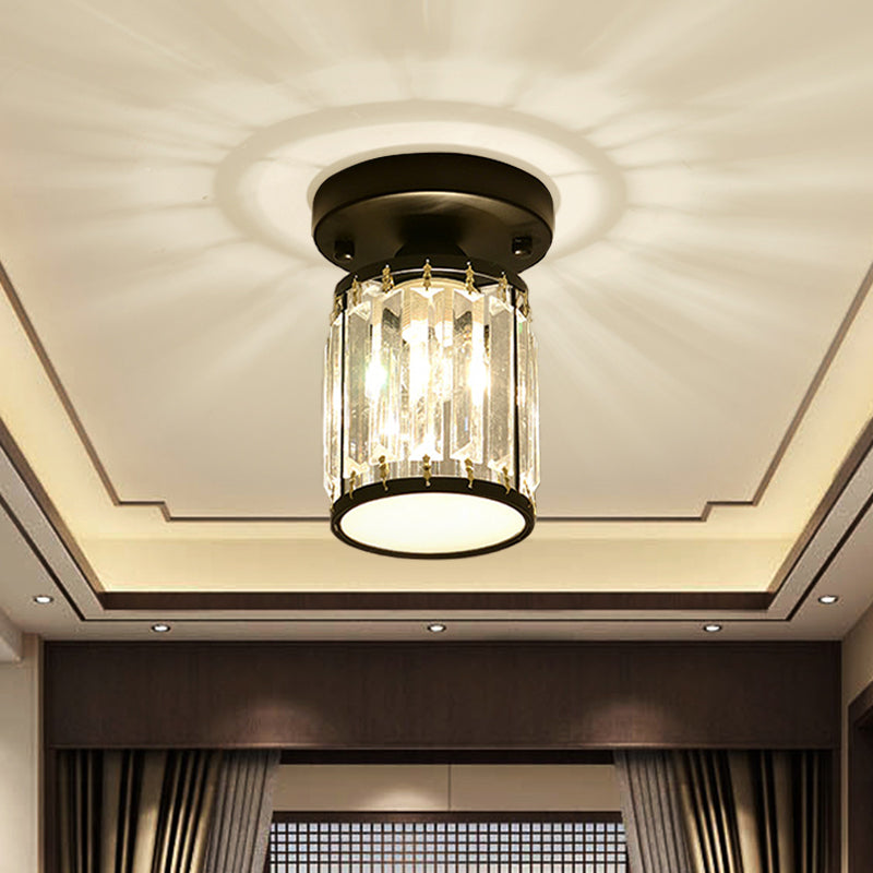 Modern Semi-Flush Ceiling Light with Crystal Accent for Foyer