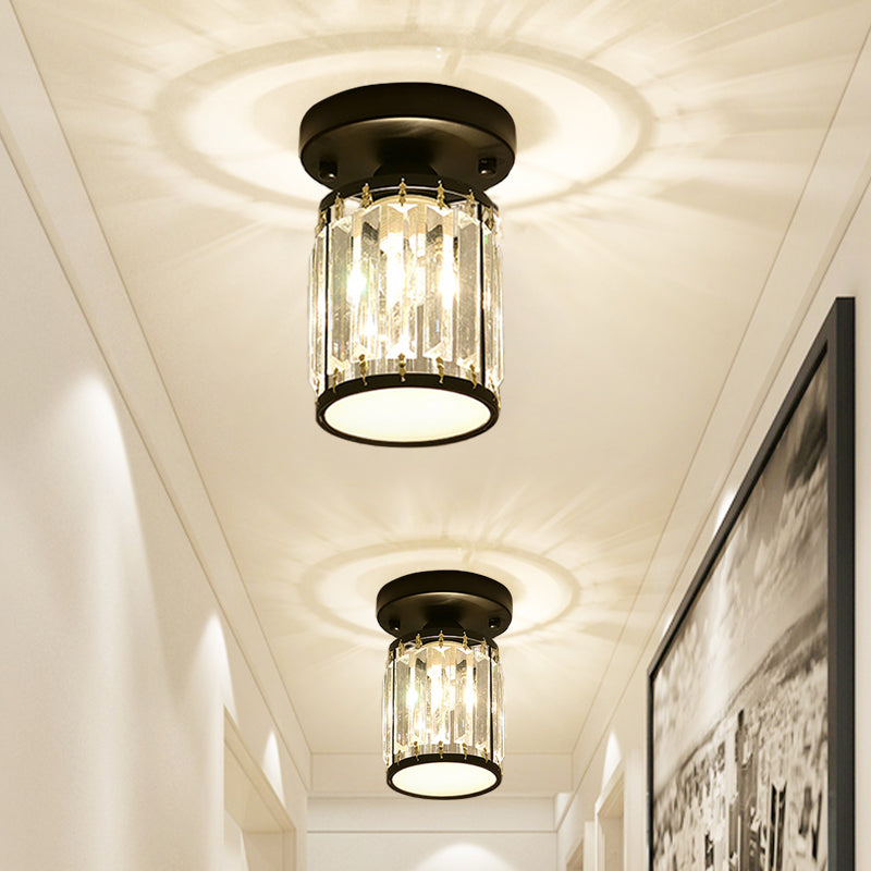 Modern Semi-Flush Ceiling Light with Crystal Accent for Foyer
