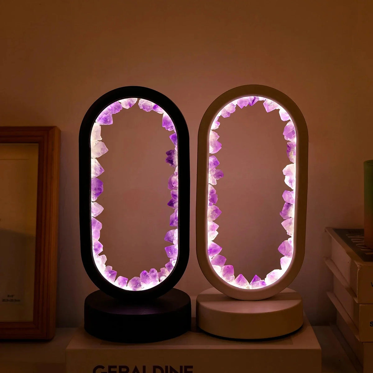 Crystal Lamp Handcrafted Natural Amethyst Ambient Light