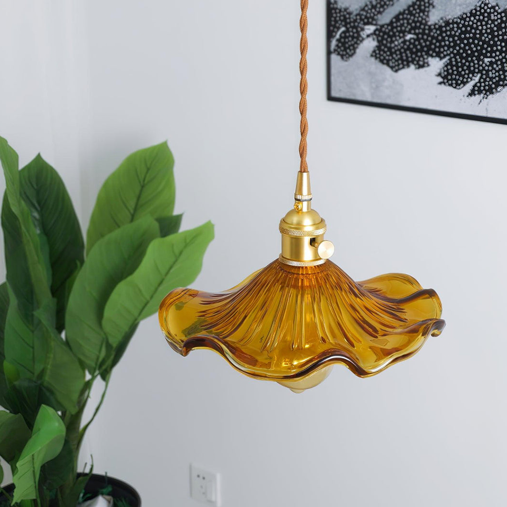 Elegant Flower Glass LED Pendant Light for Room Illumination