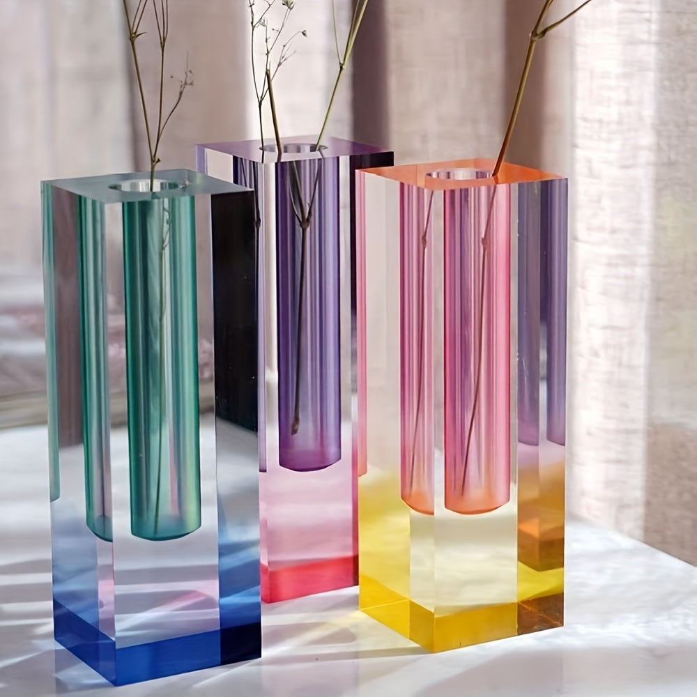 Vibrant Gradient Acrylic Vase for Modern Home Decor