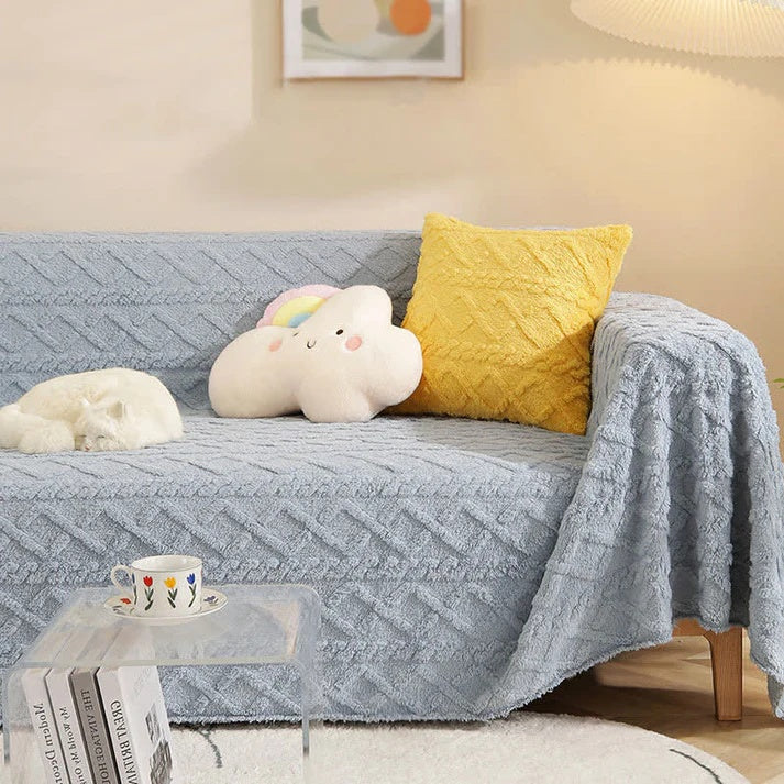 Couch Cover with Waffle Texture - Warm Sherpa Comfort