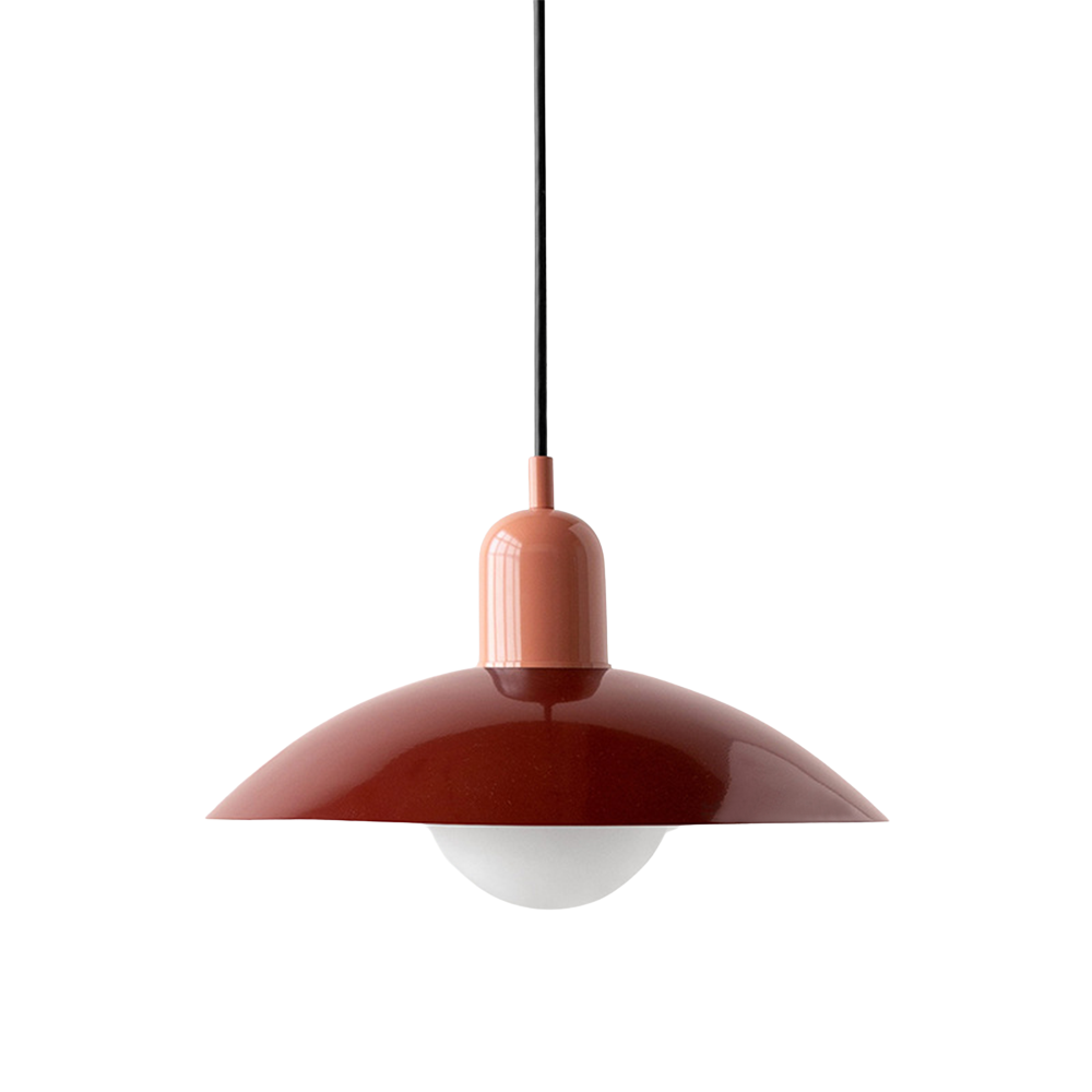Ceiling Light Fixture with Curved Metal Shade - Hanging Design