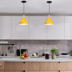 Teardrop Pendant Lighting Fixture – Metal and Wood Hanging Lamp