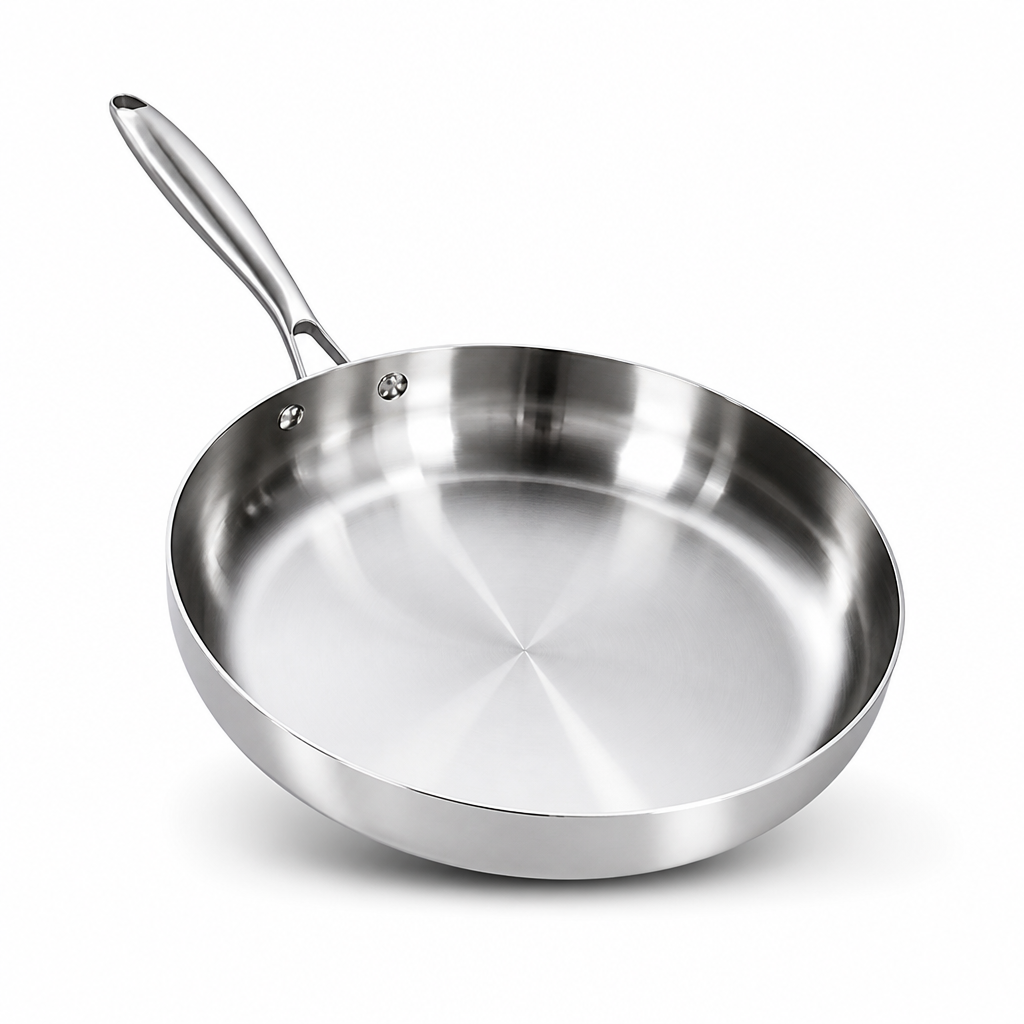 Three-Layer 316 Stainless Steel Frying Pan (Induction & Oven Compatible)
