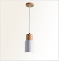 Contemporary Pendant Light with Cylinder Shape in Wood and Metal