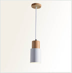 Contemporary Pendant Light with Cylinder Shape in Wood and Metal