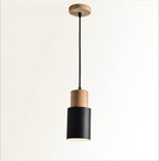 Contemporary Pendant Light with Cylinder Shape in Wood and Metal