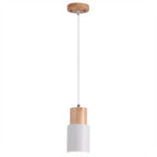 Contemporary Pendant Light with Cylinder Shape in Wood and Metal