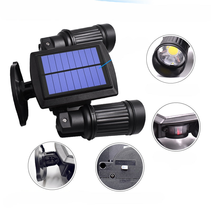 Outdoor Dual Head Motion Sensor Solar LED Security Light