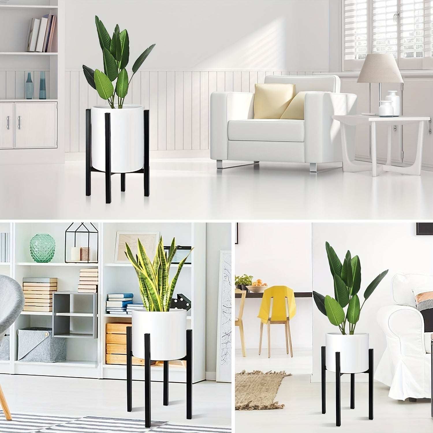 Modern Flower Pot Holder - Adjustable Metal Stand for Indoor/Outdoor Use