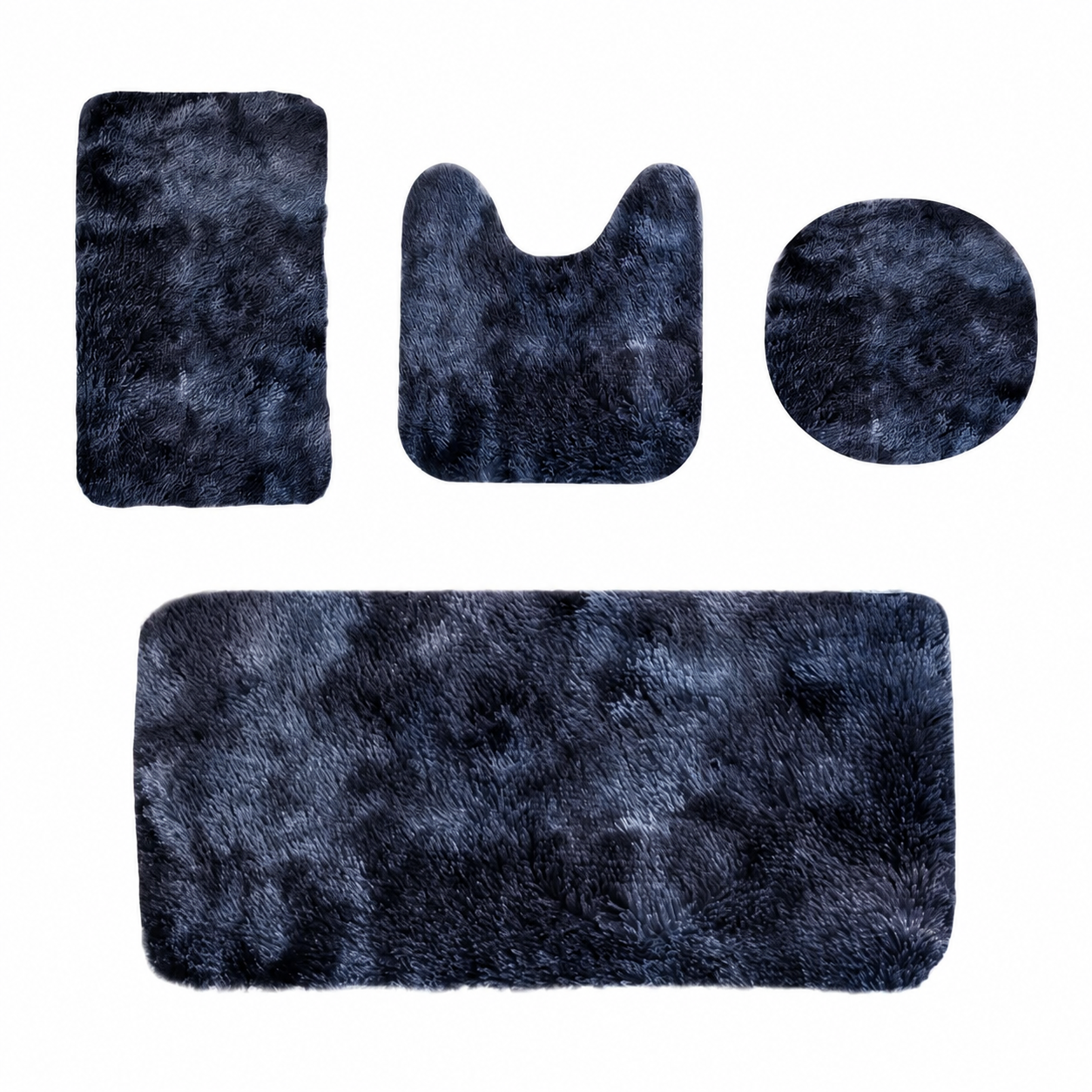 Absorbent Polyester Non-Slip Machine-Washable Bathroom Rug Set (4-Piece)