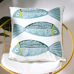 Embroidered Cushion Cover with Ocean Design