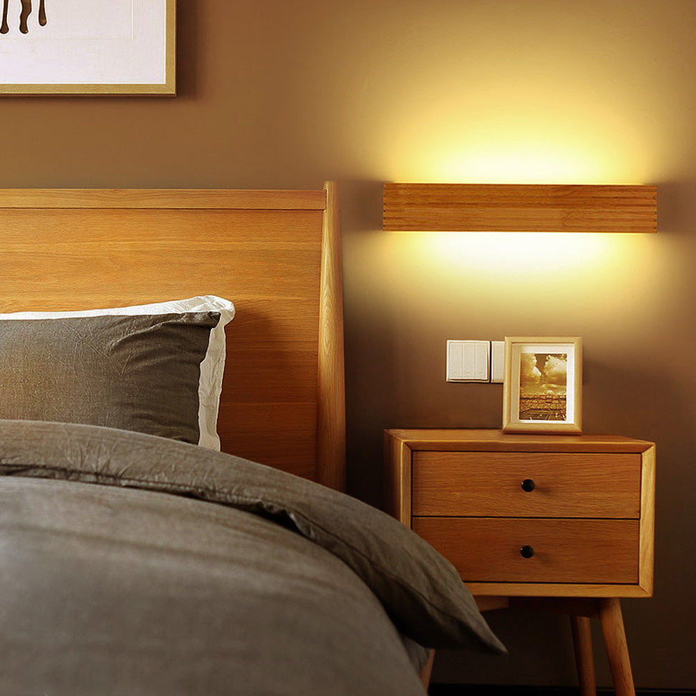 Minimalist LED Wall Light – Contemporary Wooden Fixture for Bedroom & Living Room