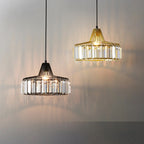 Elegant Hanging Light Fixture with Black Crystal Pendant