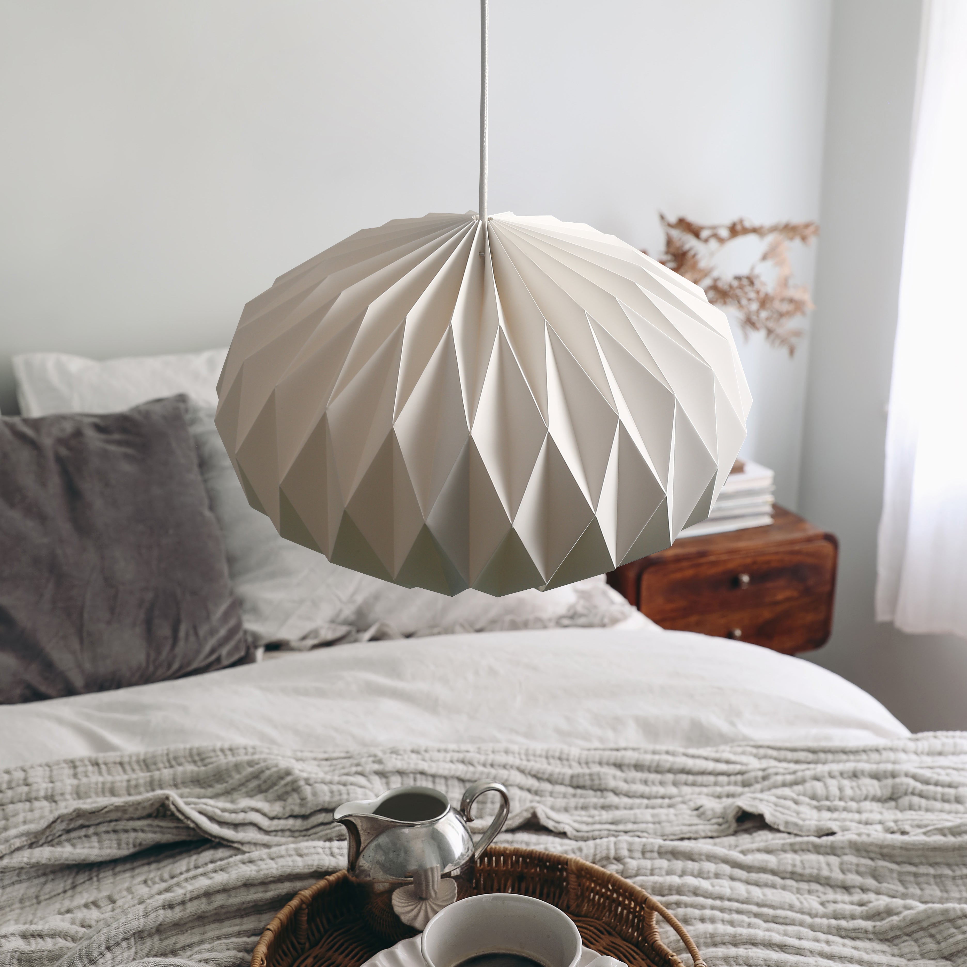 Matte White Acrylic Pleated Pendant Lamp