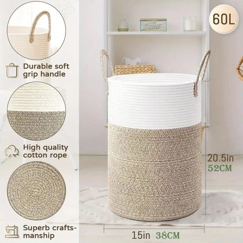 Foldable Cotton Storage Basket – Versatile and Stylish Organizer