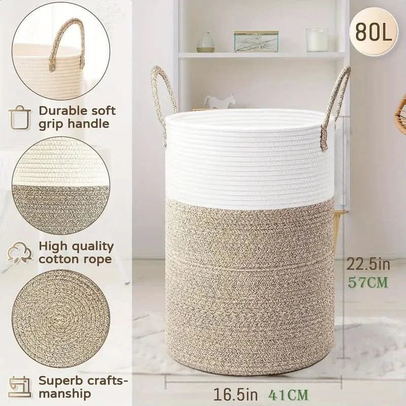 Foldable Cotton Storage Basket – Versatile and Stylish Organizer