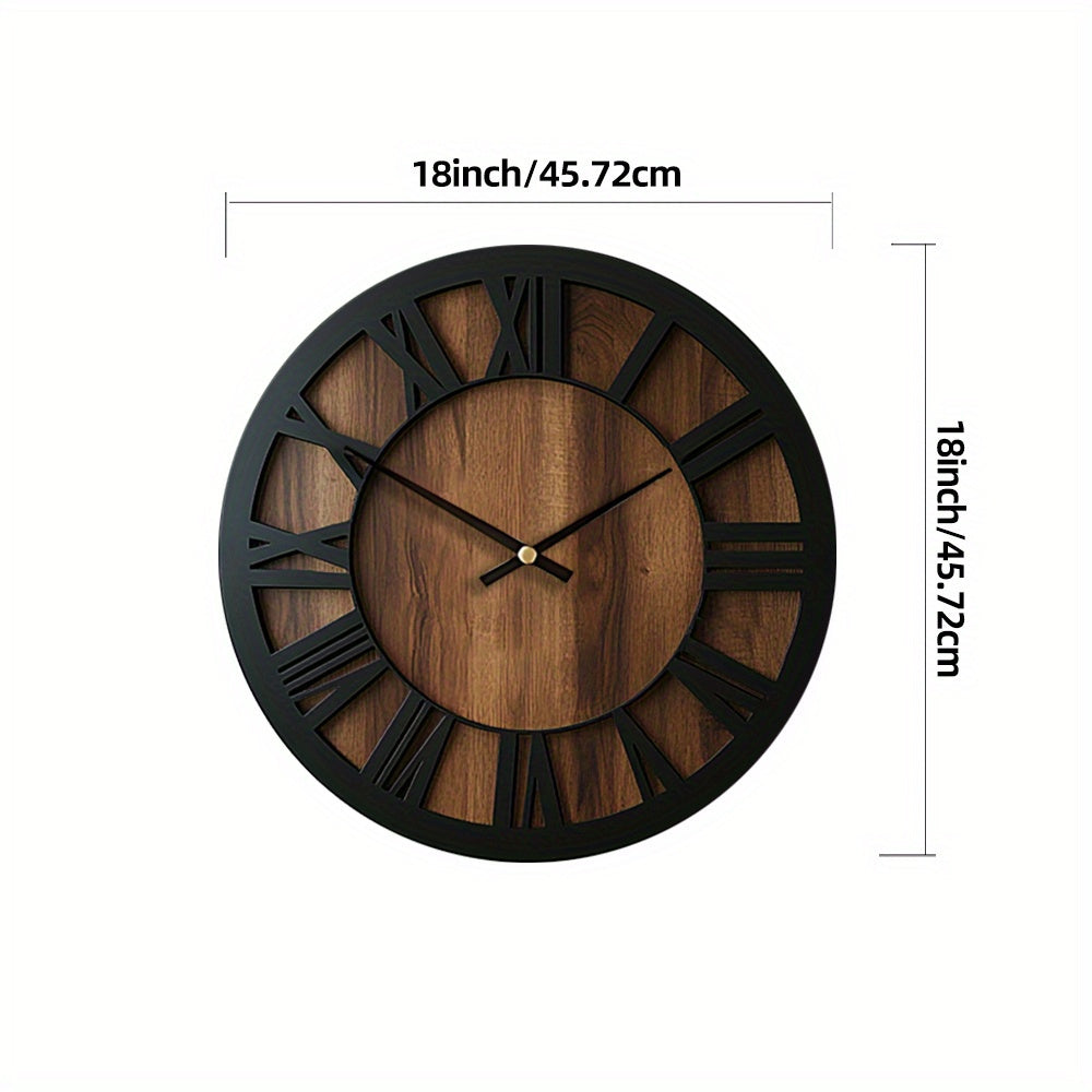 Classic Wooden Wall Clock with Roman Numerals