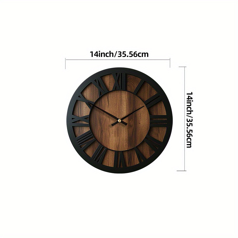 Classic Wooden Wall Clock with Roman Numerals