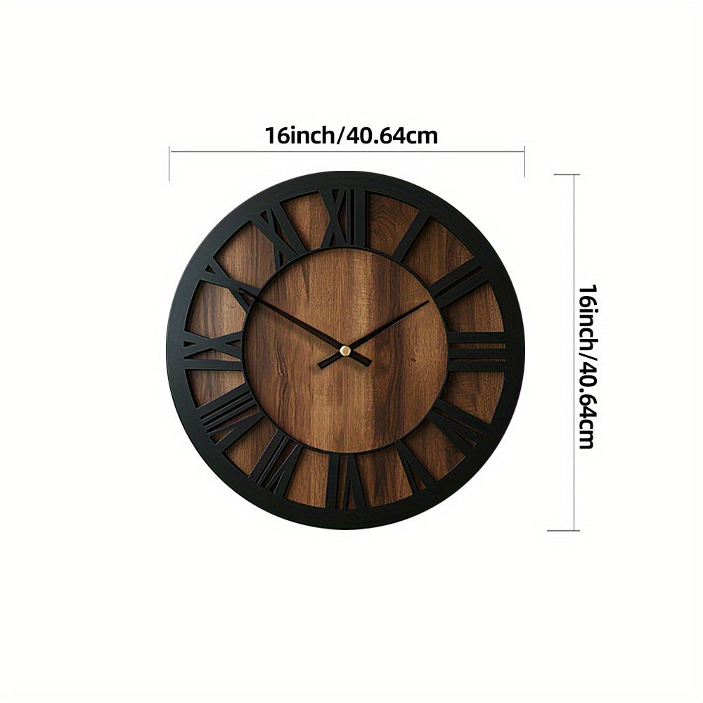 Classic Wooden Wall Clock with Roman Numerals