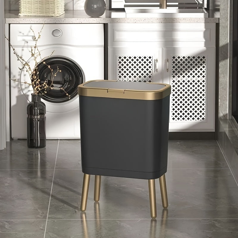 Stylish 15L Trash Bin with Elevated Legs – Odour-Sealing for Kitchen & Bathroom