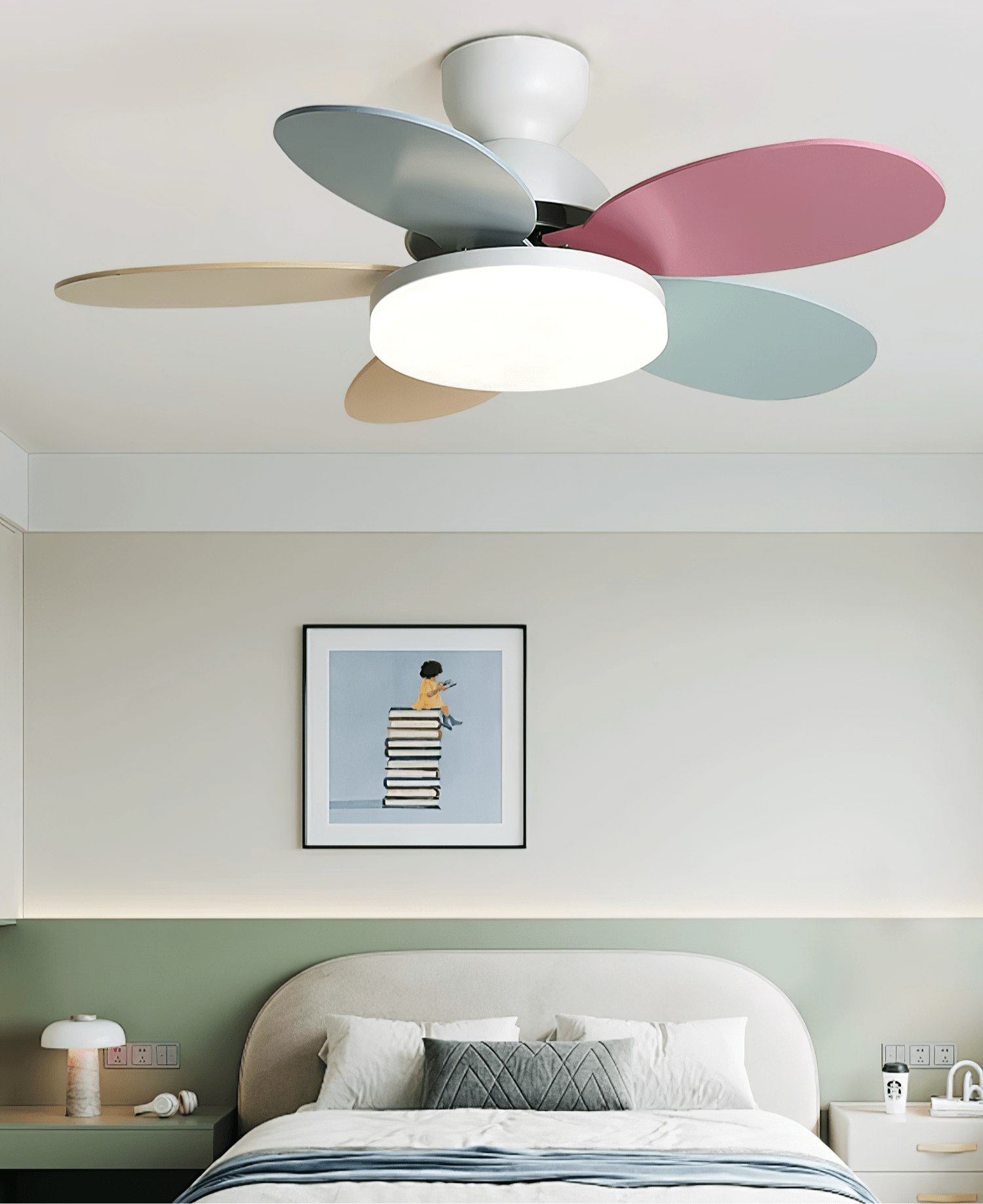 LED Ceiling Fan with Colorful Blades for Contemporary Spaces