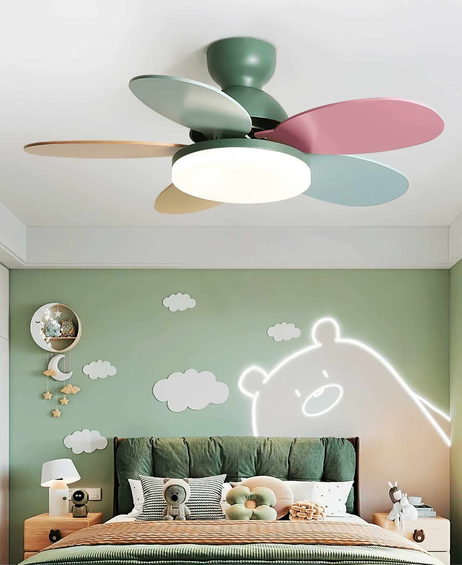 LED Ceiling Fan with Colorful Blades for Contemporary Spaces
