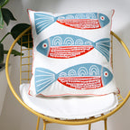 Embroidered Cushion Cover with Ocean Design