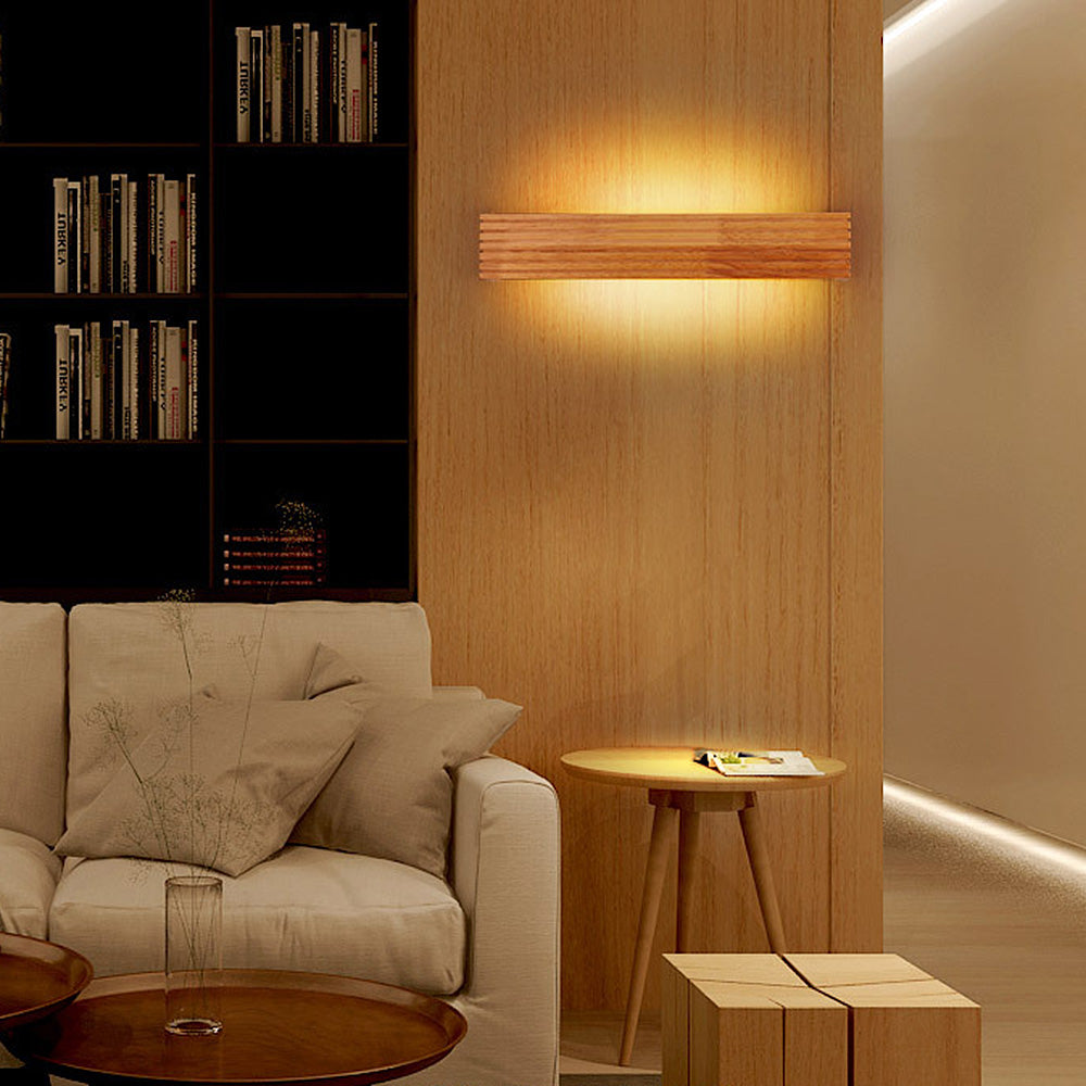 Minimalist LED Wall Light – Contemporary Wooden Fixture for Bedroom & Living Room