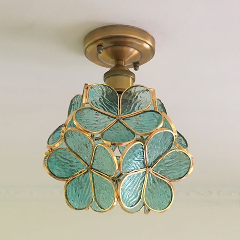 Colorful Vintage-Style Flush Mount Ceiling Light with Floral Design