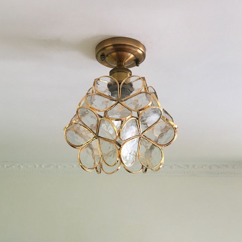 Colorful Vintage-Style Flush Mount Ceiling Light with Floral Design