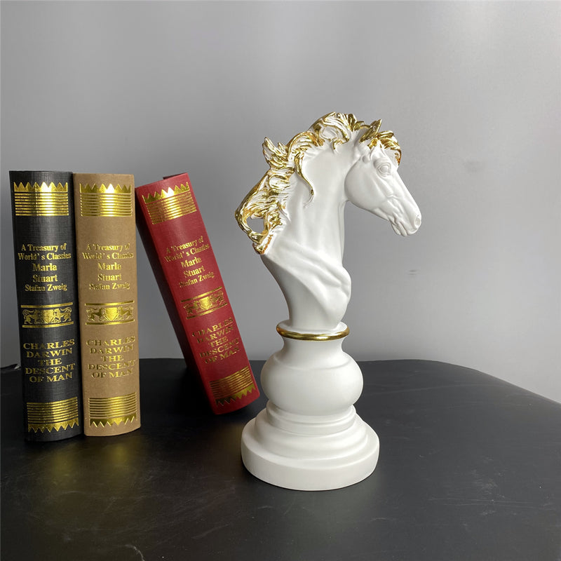 Elegant Chess Piece Statues - King, Queen & Knight Home Accent