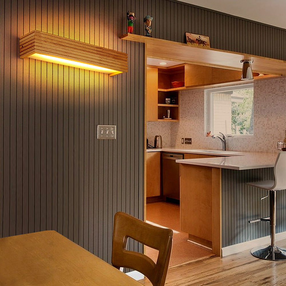 Minimalist LED Wall Light – Contemporary Wooden Fixture for Bedroom & Living Room