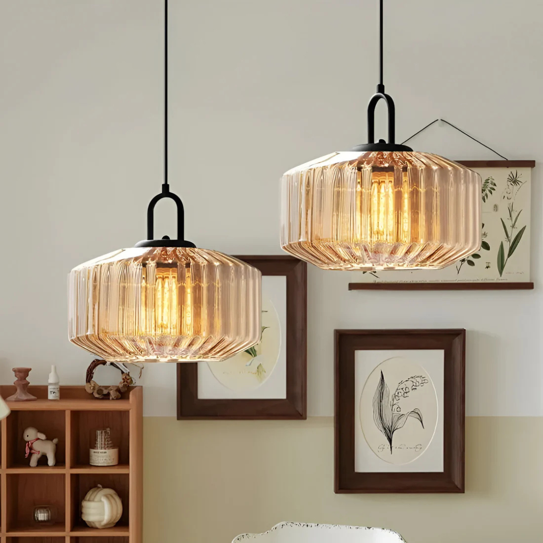 Retro-Colored Glass Pendant Light Fixture