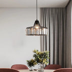 Elegant Hanging Light Fixture with Black Crystal Pendant