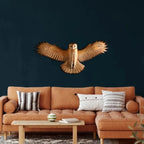 Wall Sculpture Handcrafted Wood Owl & Hooks