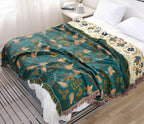 Reversible Cotton Throw Blanket in Vintage Style