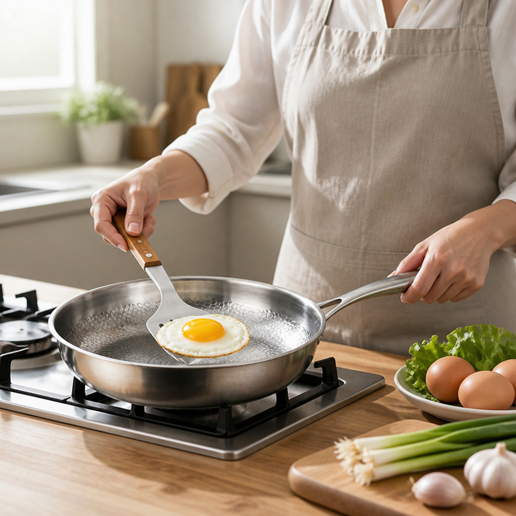 Three-Layer Hammered Stainless Steel Frying Pan (Multiple Sizes)