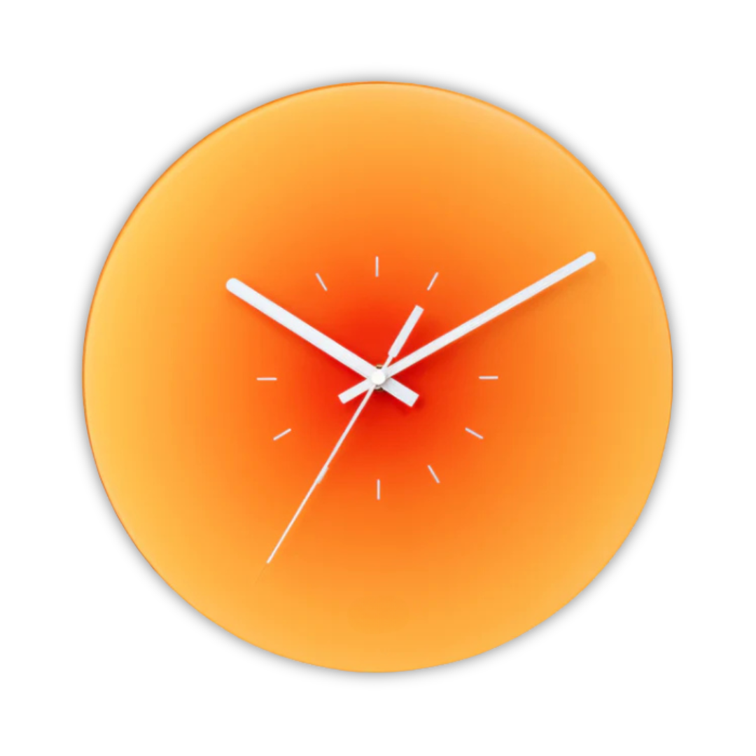 Modern Gradient Design Wall Clock in Sunset Glass Finish