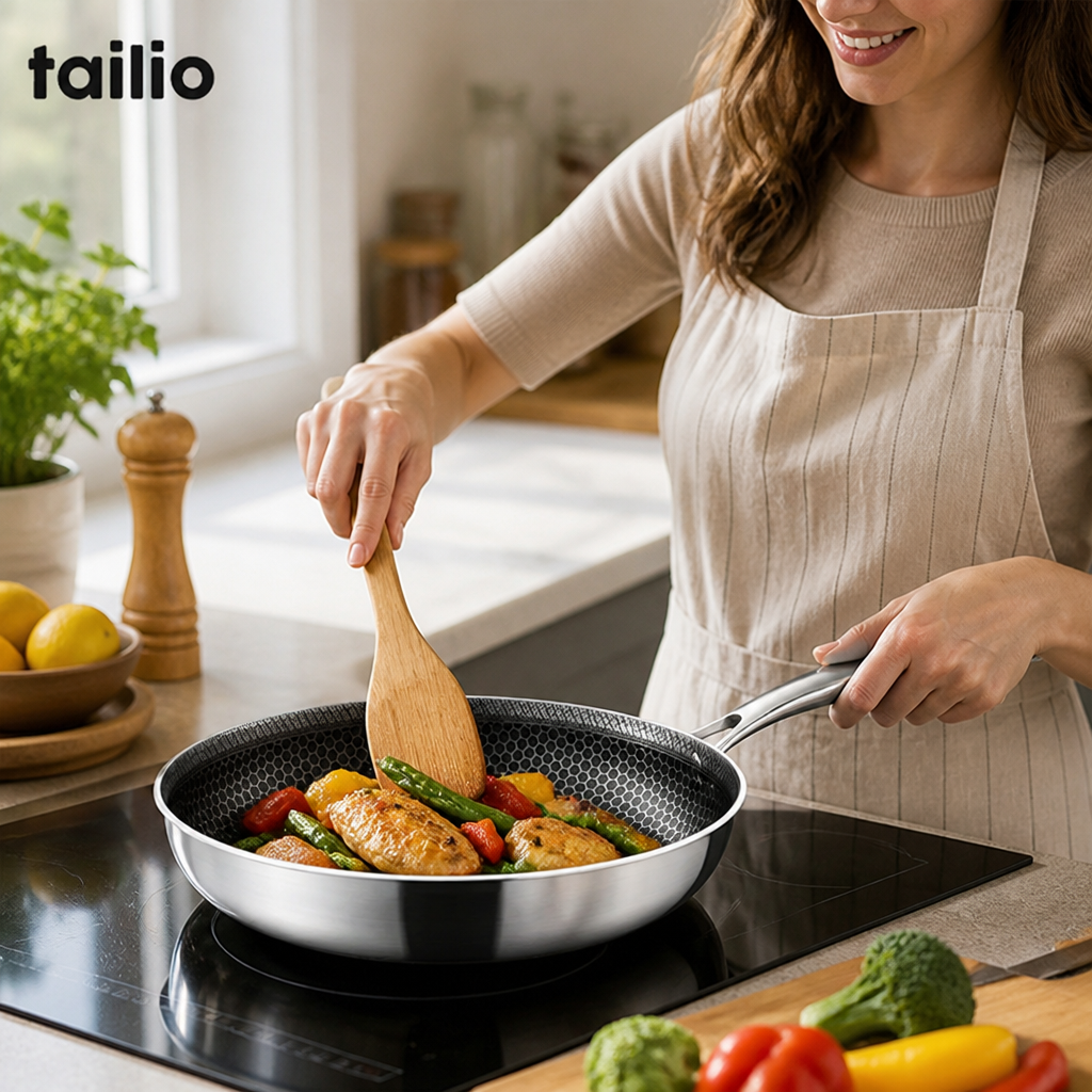 Tri-Ply Stainless Steel Honeycomb Non-Stick Frying Pan (Multiple Sizes)