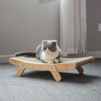 Curved Wooden Cat Lounge Bed and Scratching Board