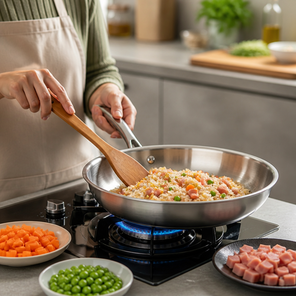 410 Stainless Steel Uncoated Frying Pan (24 & 26 cm)