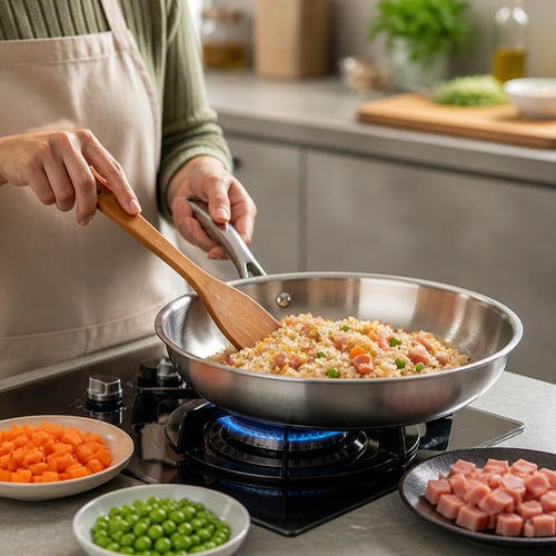 410 Stainless Steel Uncoated Frying Pan (24 & 26 cm)