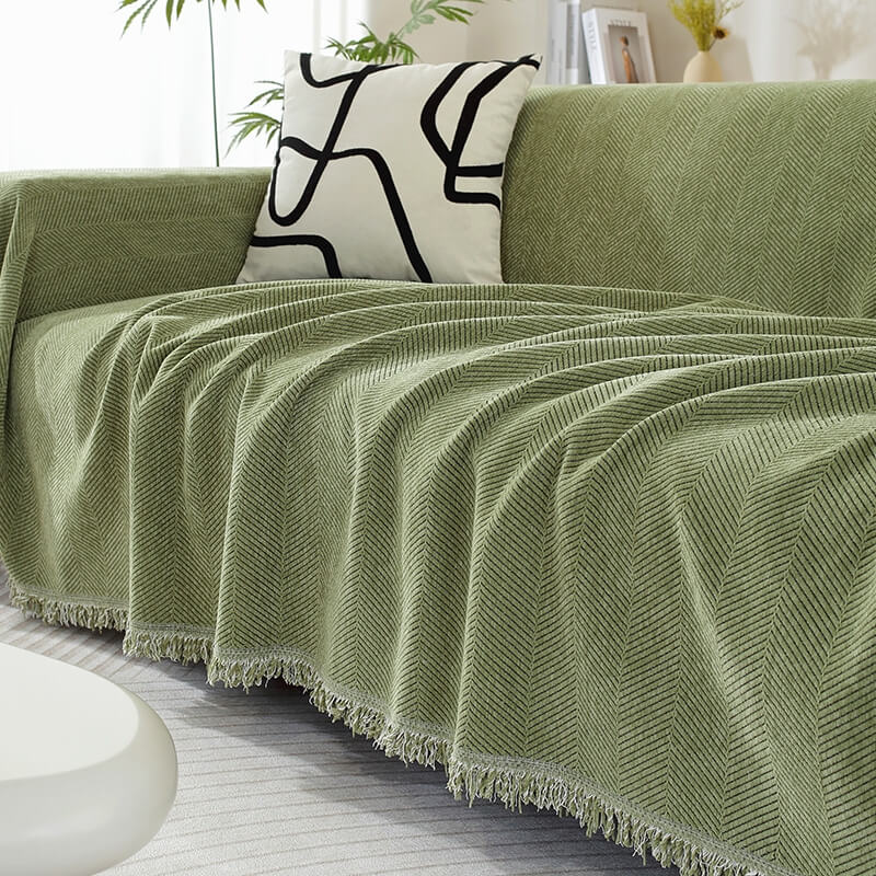 Cozy Textured Knit Blanket with Playful Tassels
