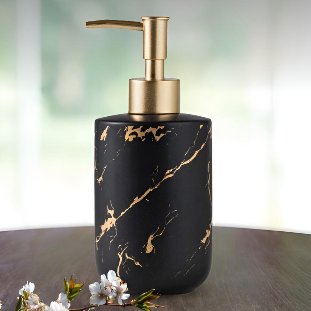 Soap Dispenser in Golden Marble Ceramic Finish