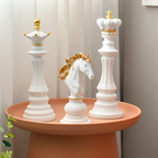 Elegant Chess Piece Statues - King, Queen & Knight Home Accent